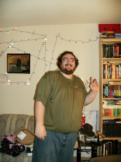Doug stringing up lights